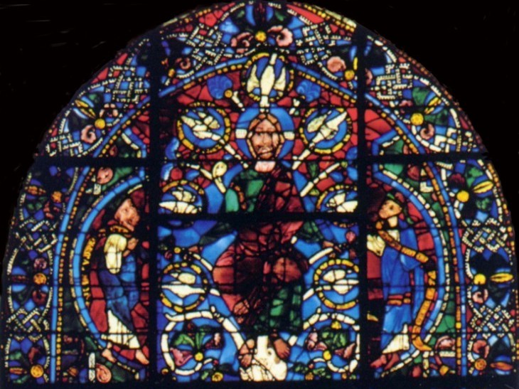 links Habakuk; Mitte: Jesus Christus, kniglich als Pantokrator; rechts Zephanja